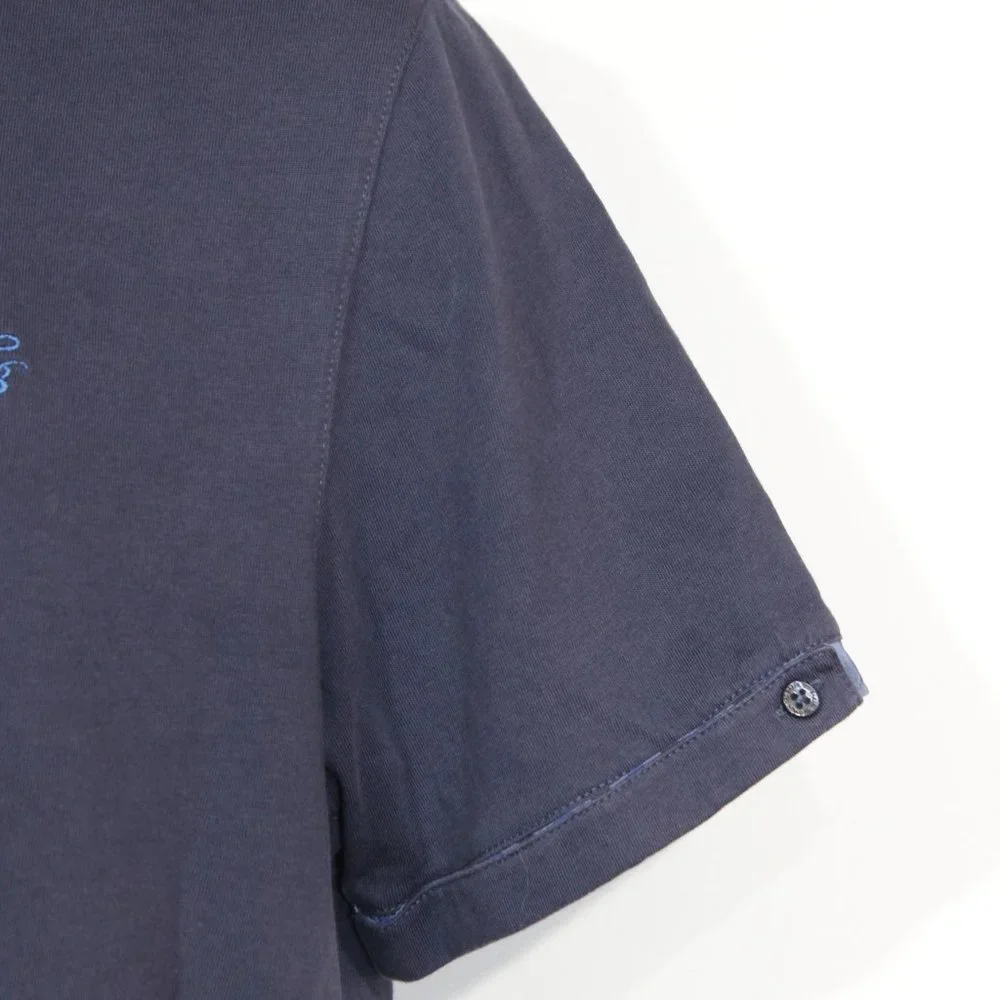 Ted Baker Polo Shirt 4 Large Blue Summer Checkered Collar Short Sleeve Mens - Picture 4 of 10